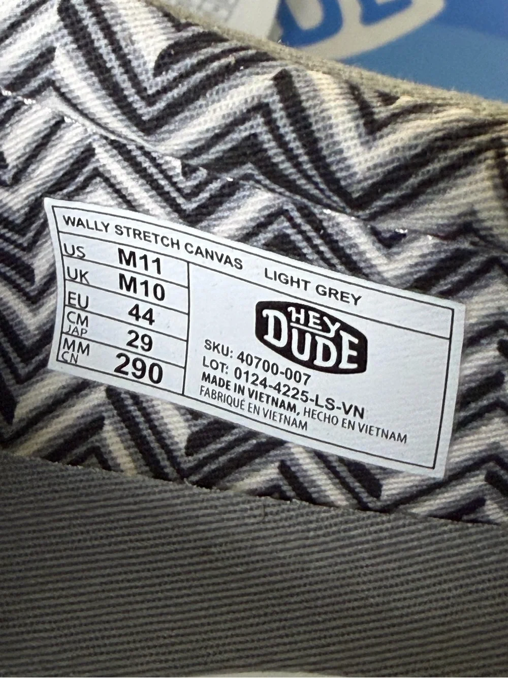NEW Hey Dude Men's Size 11 Wally Stretch Canvas Shoes Light Grey NIB NWT